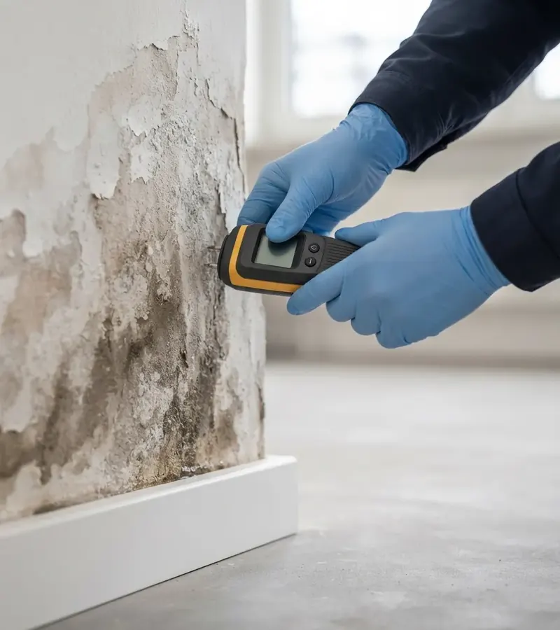 Muro con umidità di risalita e distacco dell'intonaco a Pisa